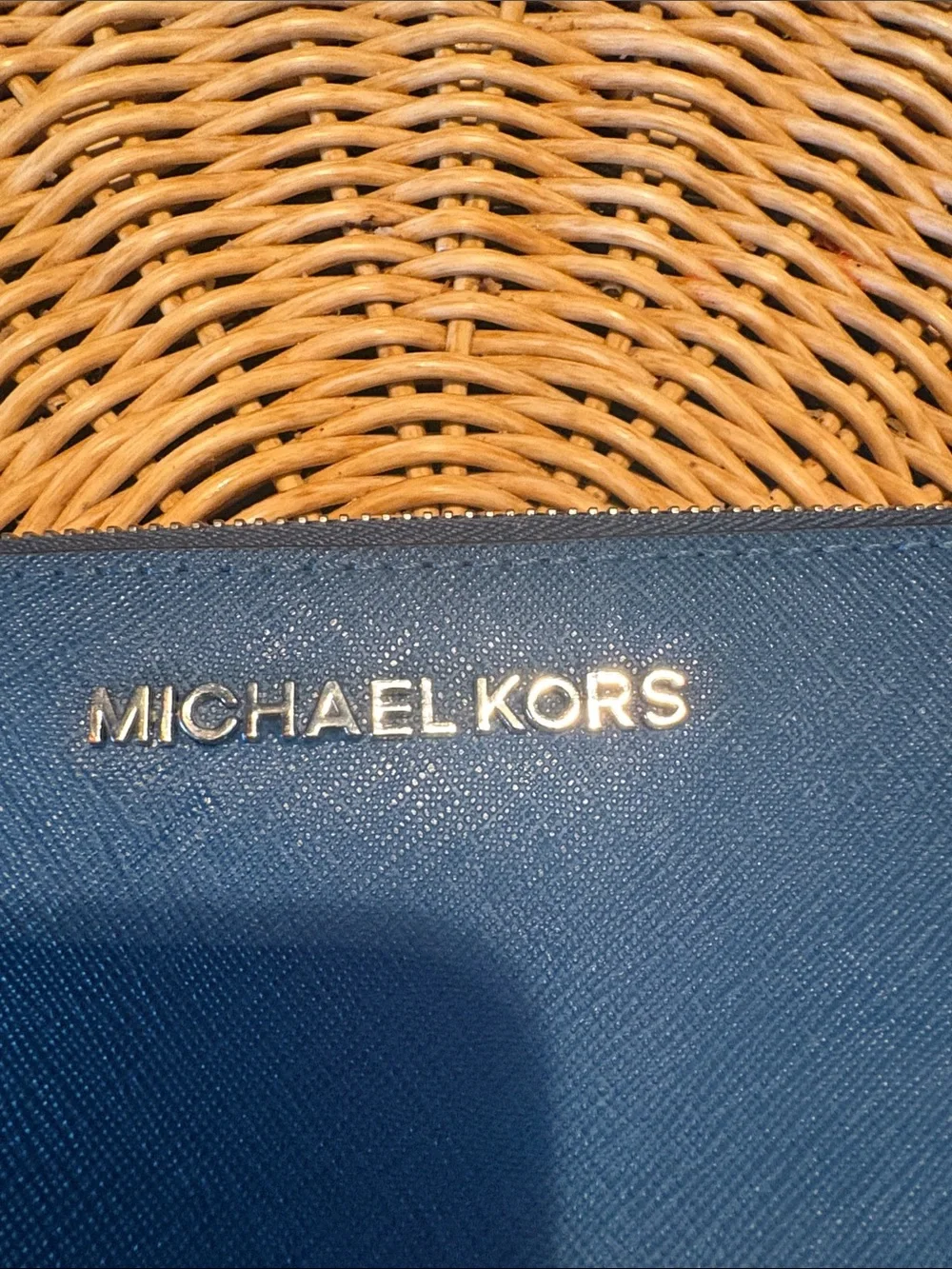 Michael Kors Continental Zip Wallet in Navy.  Silver hardware.